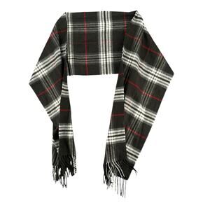 V. Fraas Cashmink Plaid Scarf Fringe Dark Academia Warm Soft Grunge One Size